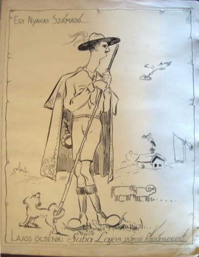 Karikatúra Suba Lajosról (887. „gróf Apponyi Albert” véncserkészcsapat)